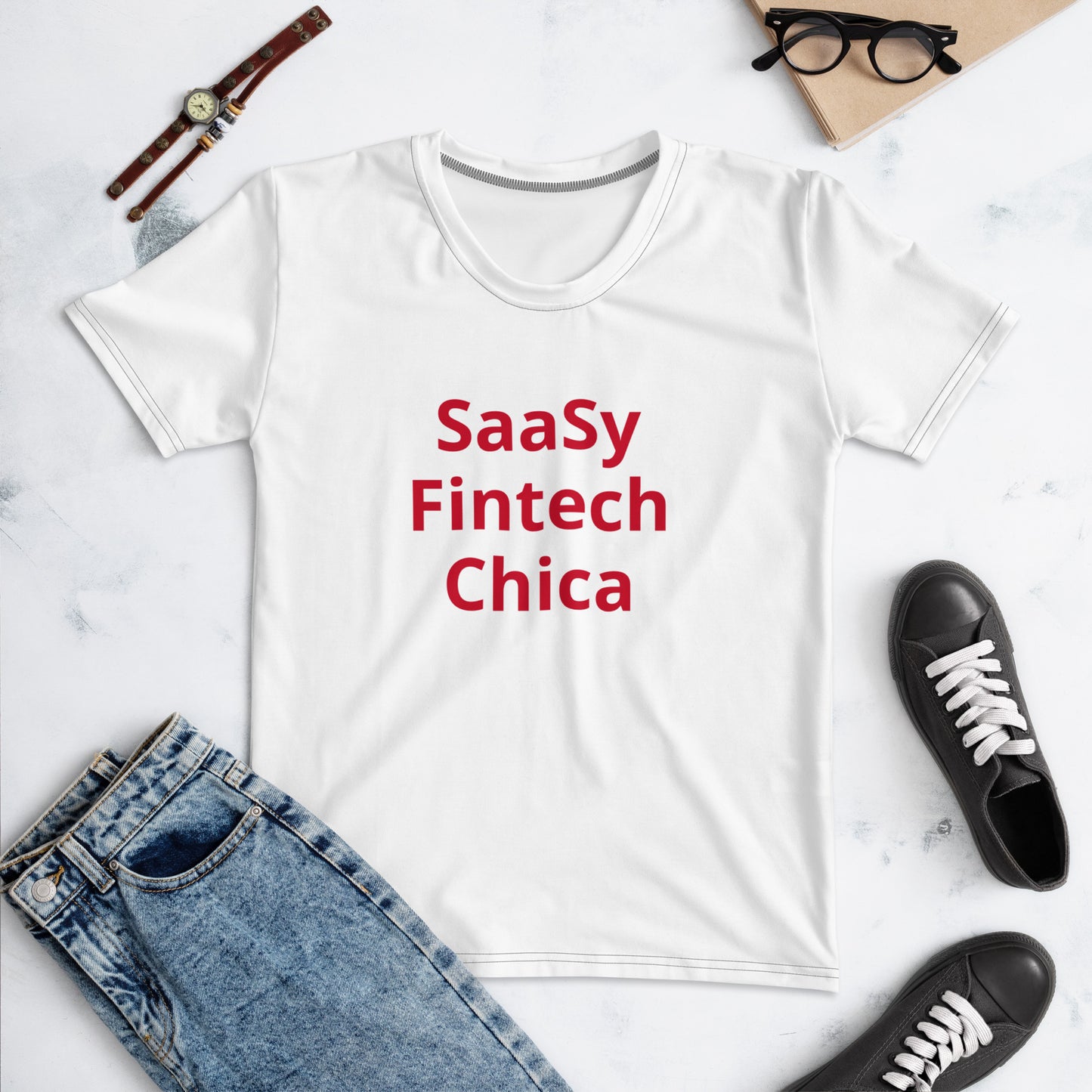 SaaSy Fintech Chica (Red Print) Women's Tee