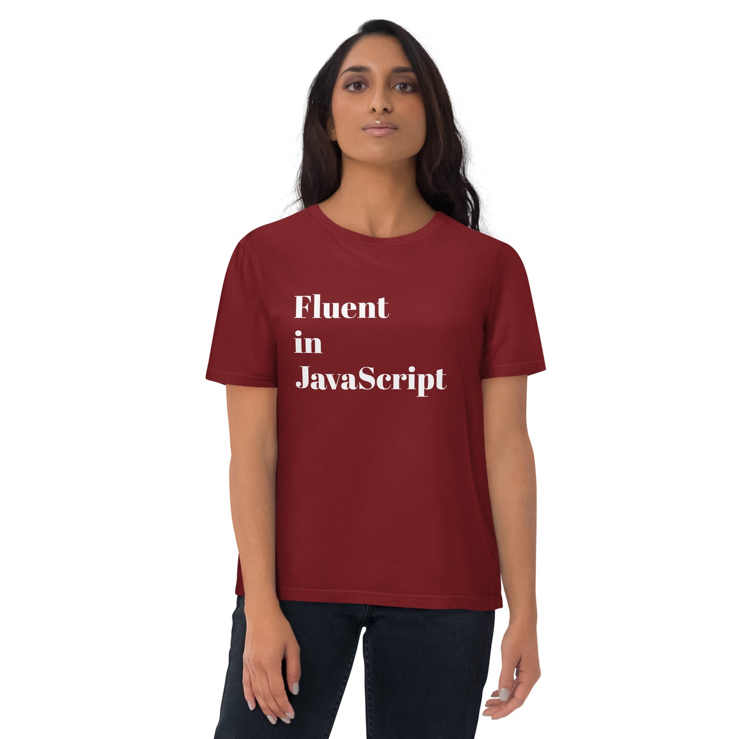 Fluent in JavaScript Unisex organic cotton t-shirt