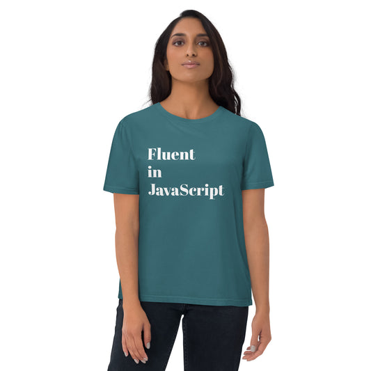 Fluent in JavaScript Unisex organic cotton t-shirt