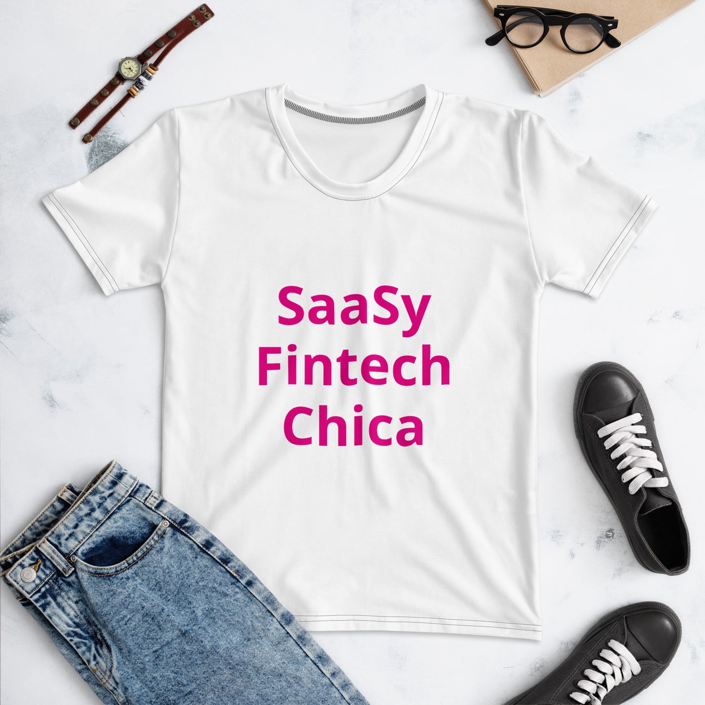 T-shirt SaaSy Fintech Chica (imprimé rose) pour femmes