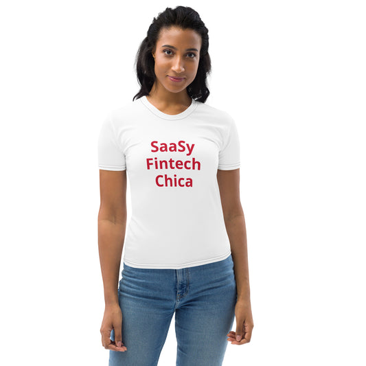 SaaSy Fintech Chica (Red Print) Women's Tee
